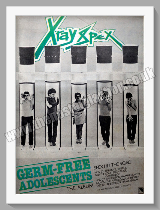 Xray Spex Germ-Free Adolescents. UK Tour. Vintage Advert 1978 (ref AD14590)