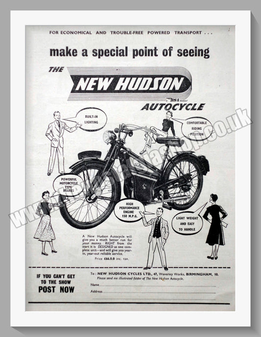 Hudson Autocycle Original Advert 1955 (ref AD57601)