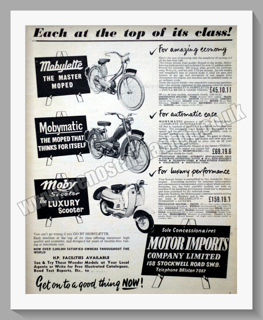 Mobylette Autocycle, Moped. 1957 Original Advert (ref AD57617)