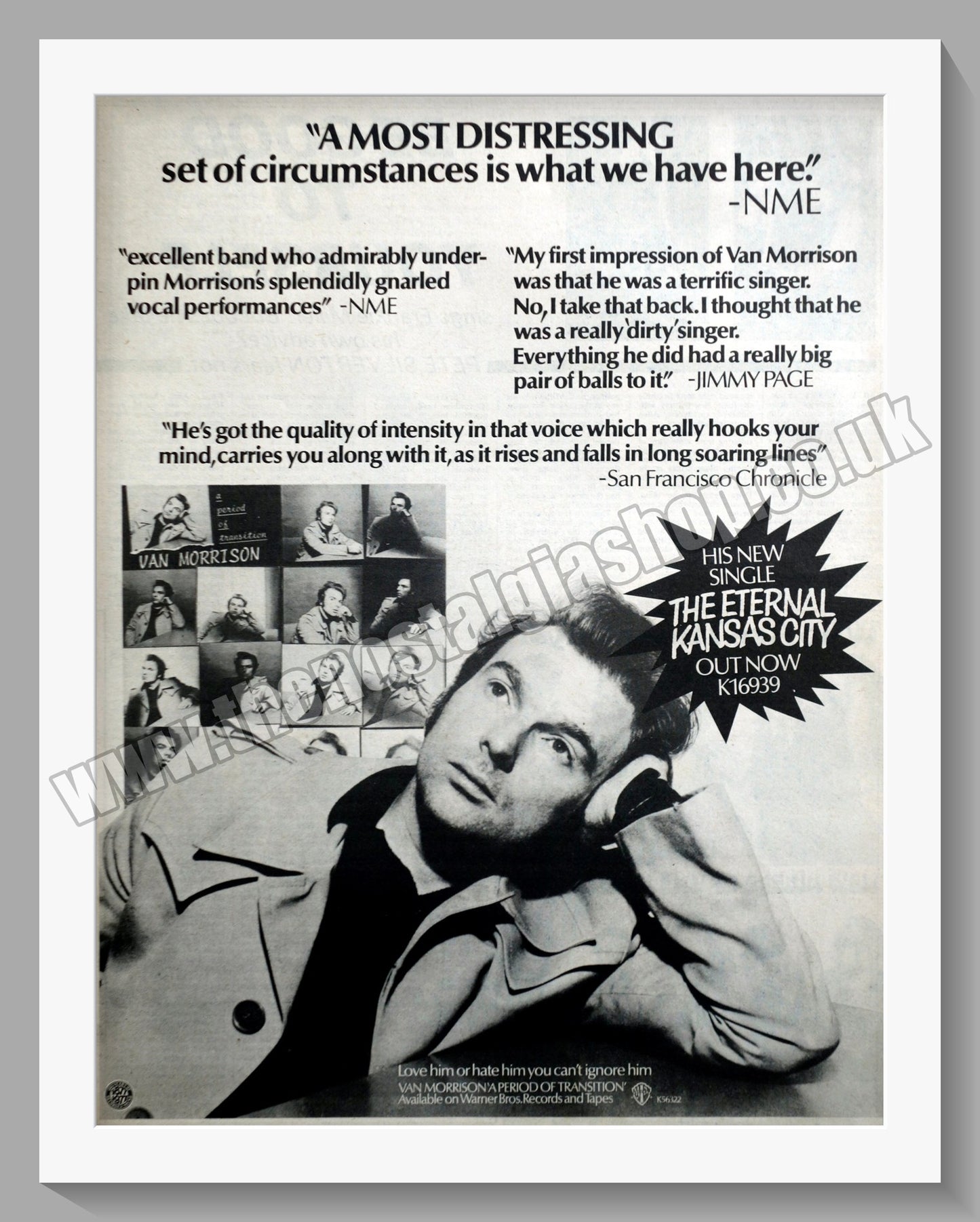 Van Morrison. The Eternal Kansas City. Original Advert 1977 (ref AD14530)