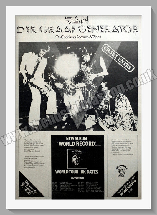 Van Der Graaf Generator. World Record. Original Advert 1976 (ref AD14551)