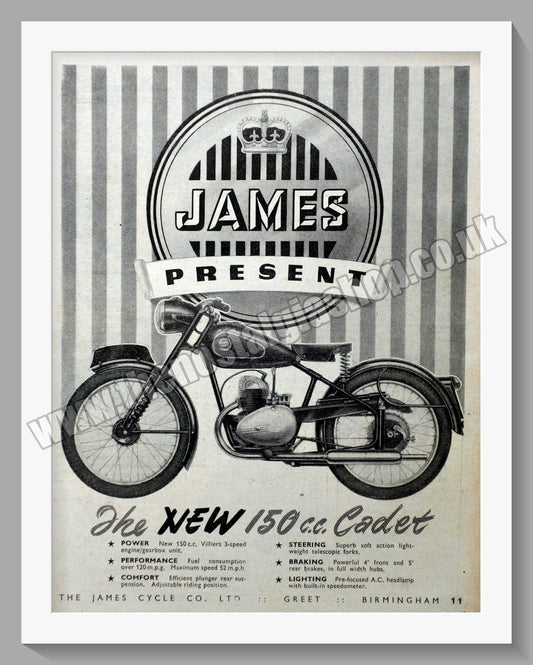 James Cadet 150 Motorcycle. Original Advert 1954 (ref AD56938)