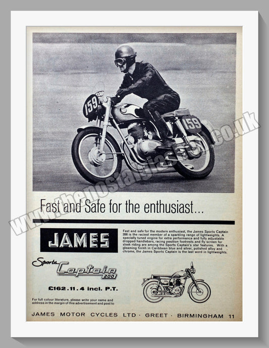 James Sports Captain 200 Motorcycle. Original Advert 1962 (ref AD56942)