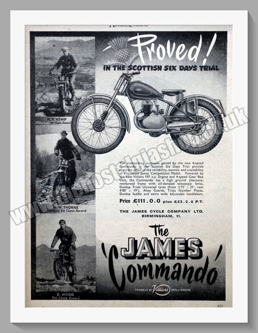 James Commando Motorcycle. Original Advert 1953 (ref AD337)