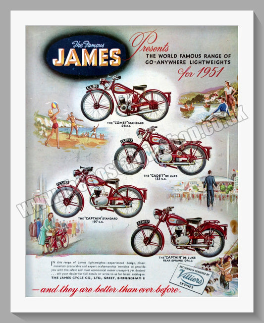 James Lightweight Motorcycles for '51. Original Advert 1950 (ref AD57036)