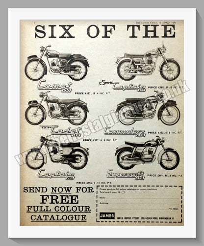 James Motorcycle Range. Original Double Advert 1962 (ref AD57040)