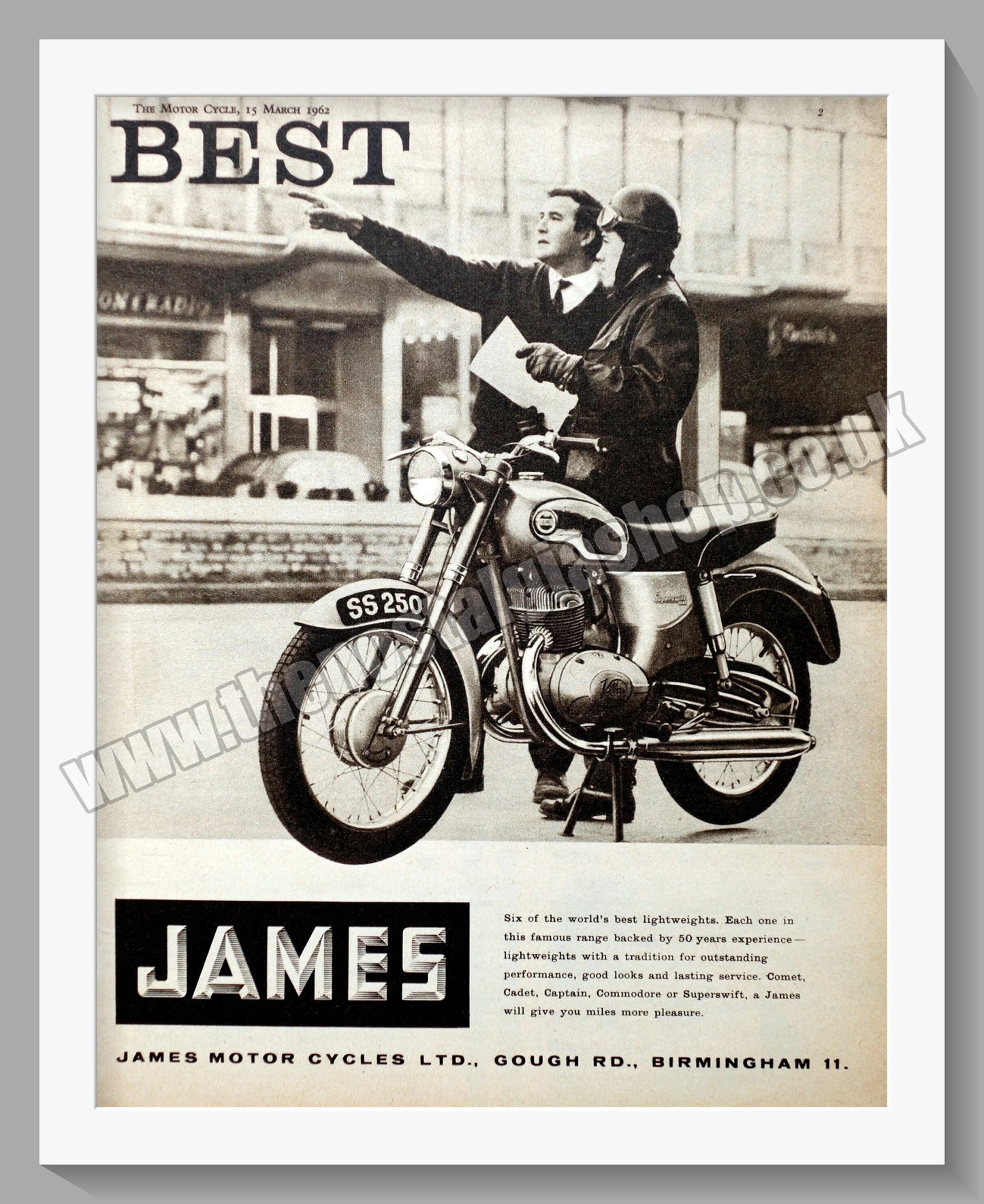 James Motorcycle Range. Original Double Advert 1962 (ref AD57040)