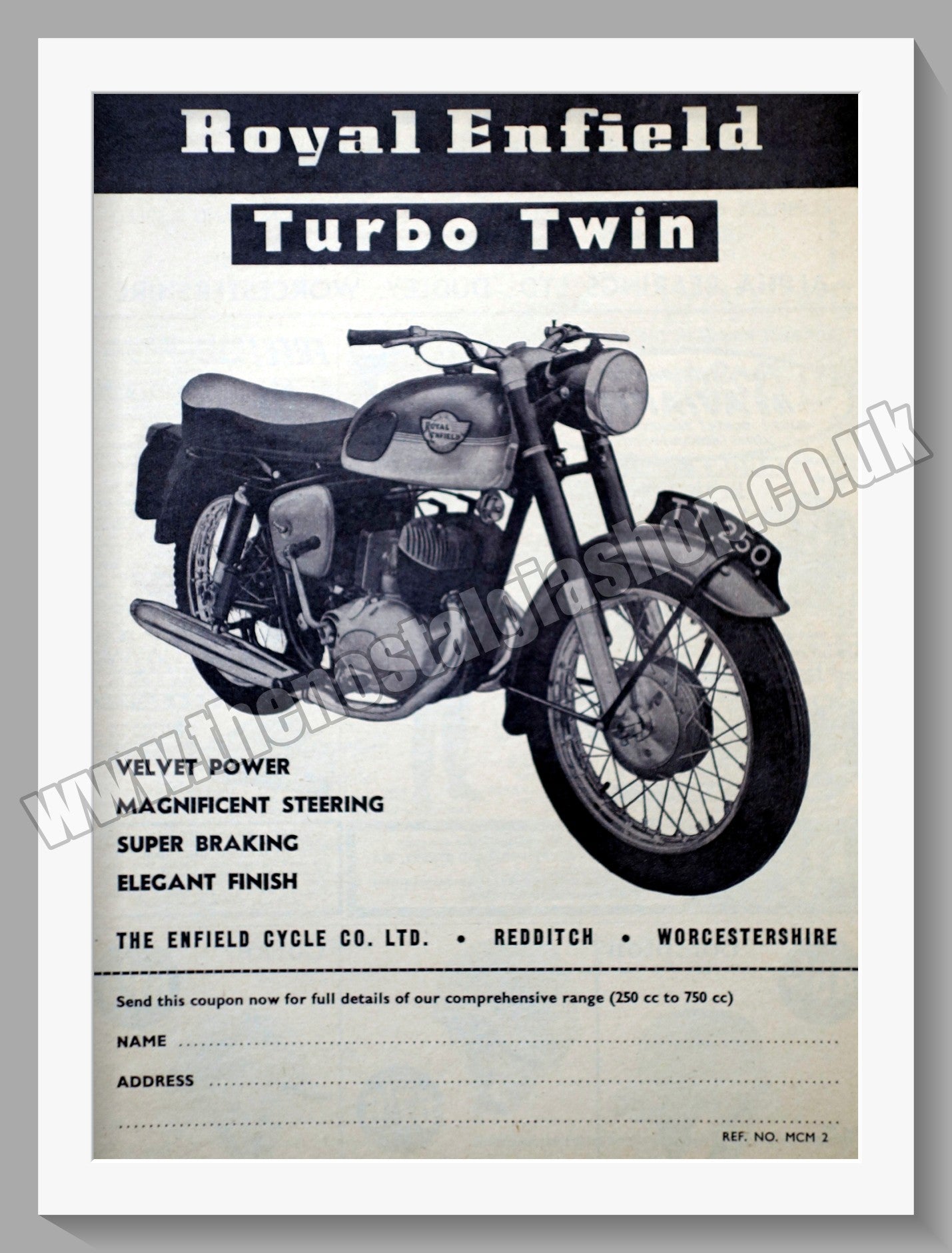 Royal Enfield Turbo Twin 250cc Motorcycle. Original Advert 1964 (ref AD57151)