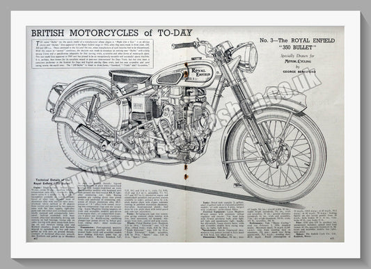 Royal Enfield 350 Bullet Motorcycle. Original Double Advert 1951 (ref AD57478)