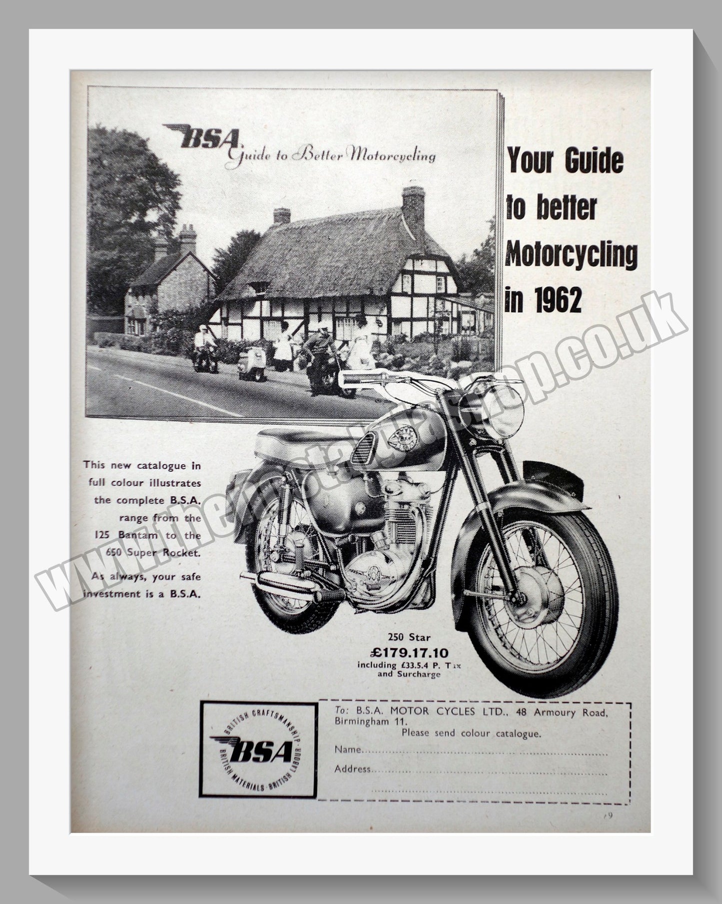 BSA Motorcycle. Original Advert 1961 (ref AD57269)