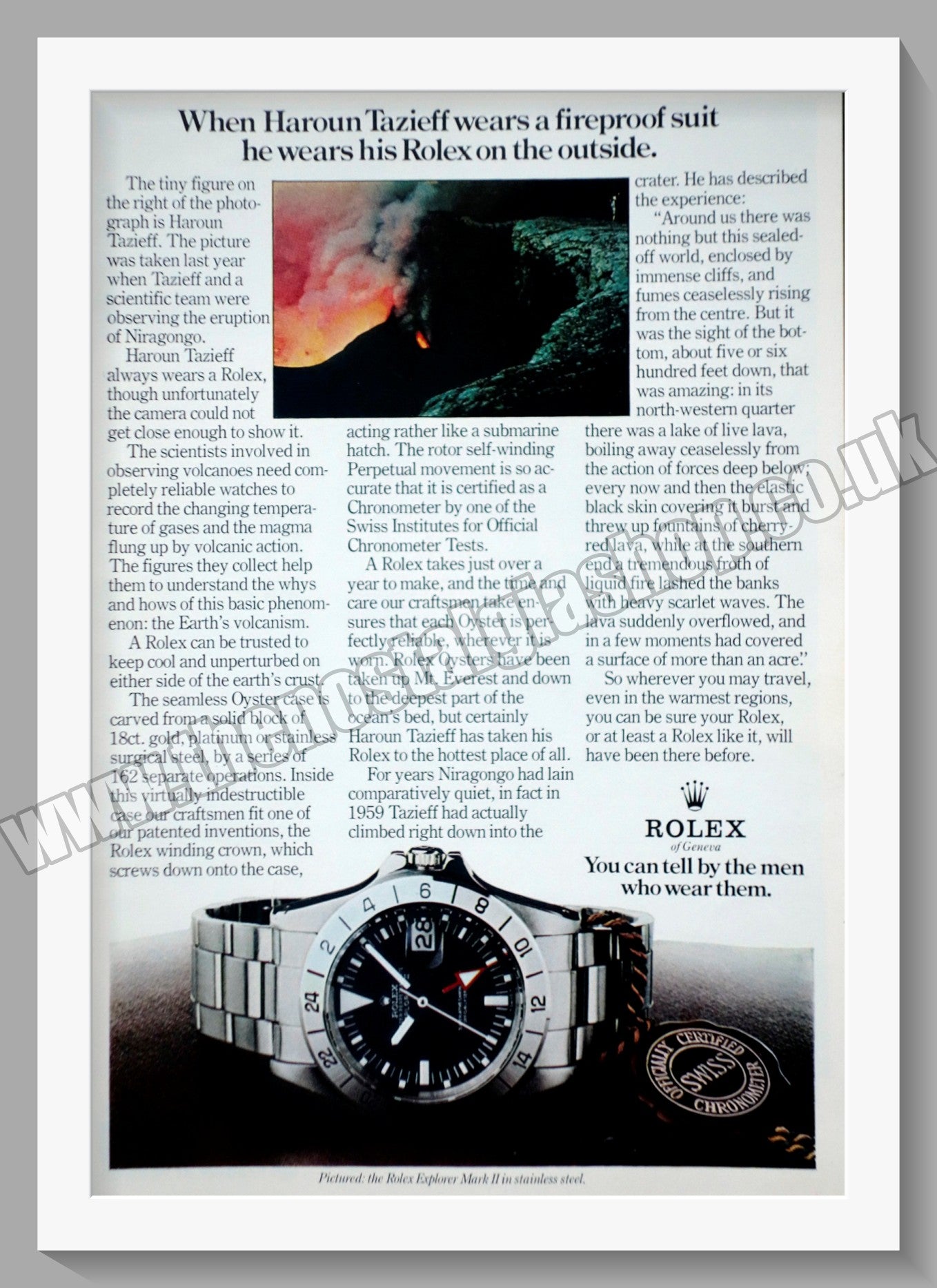 Rolex Explorer. Haroun Tazieff. Original Advert 1974 (ref AD57219 ...