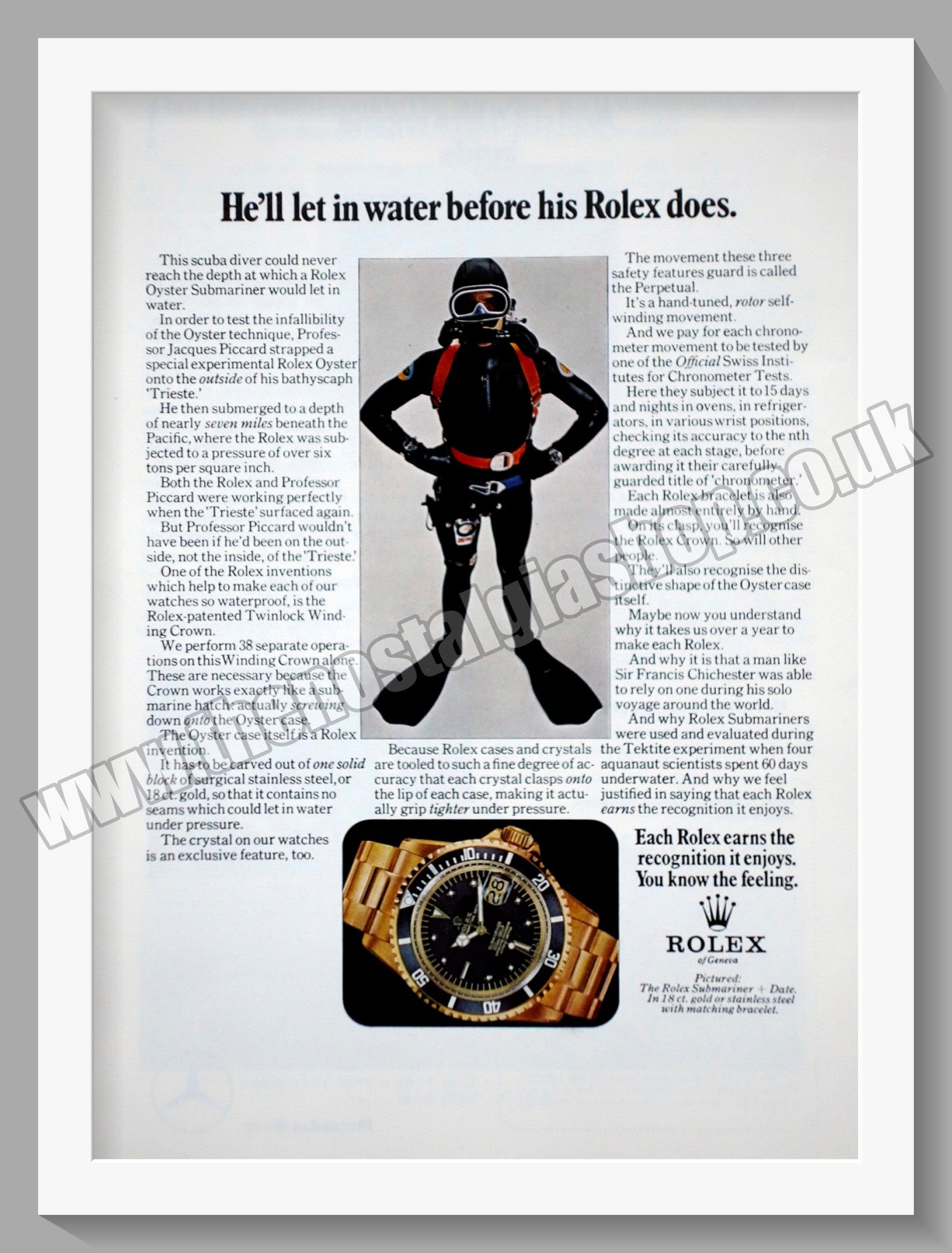 Rolex Submariner. Original Advert 1971 (ref AD57222)