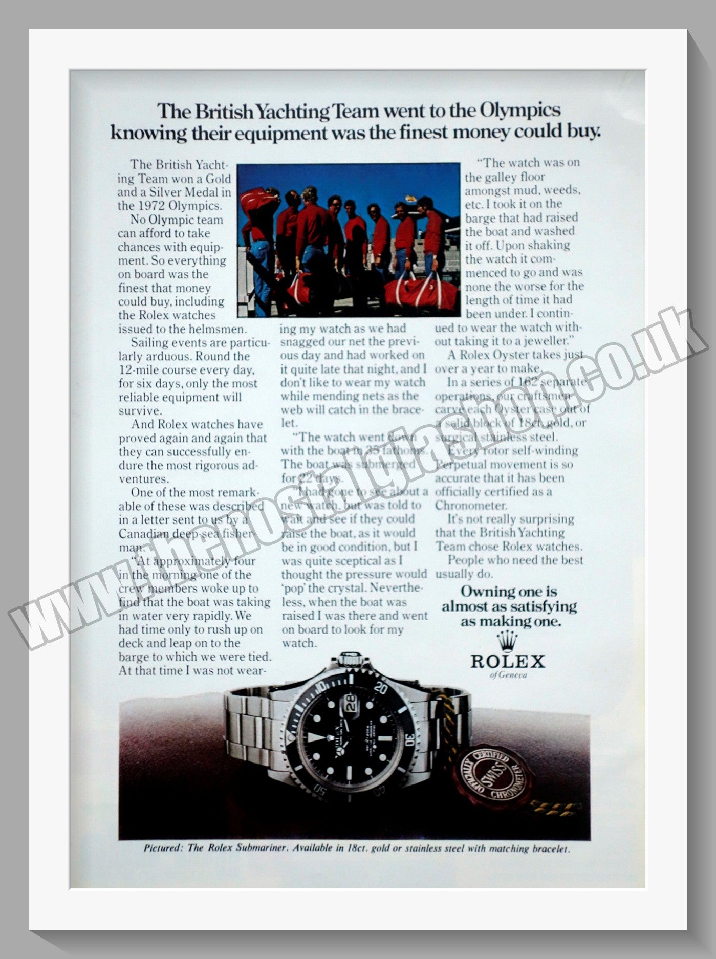 Rolex Submariner. Original Advert 1973 (ref AD57225)