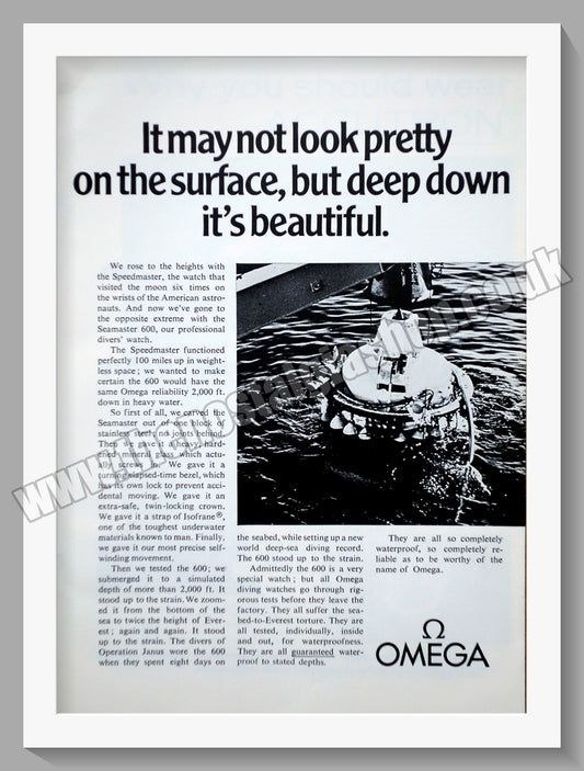 Omega Seamaster Professional Watch. Original Double Advert 1973 (ref AD57234)