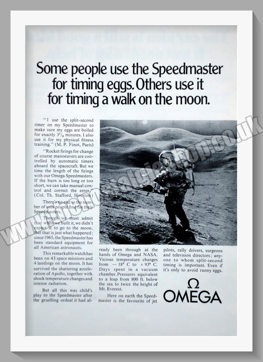 Omega Speedmaster Watch On The Moon. Original Double Advert 1972 (ref AD57231)