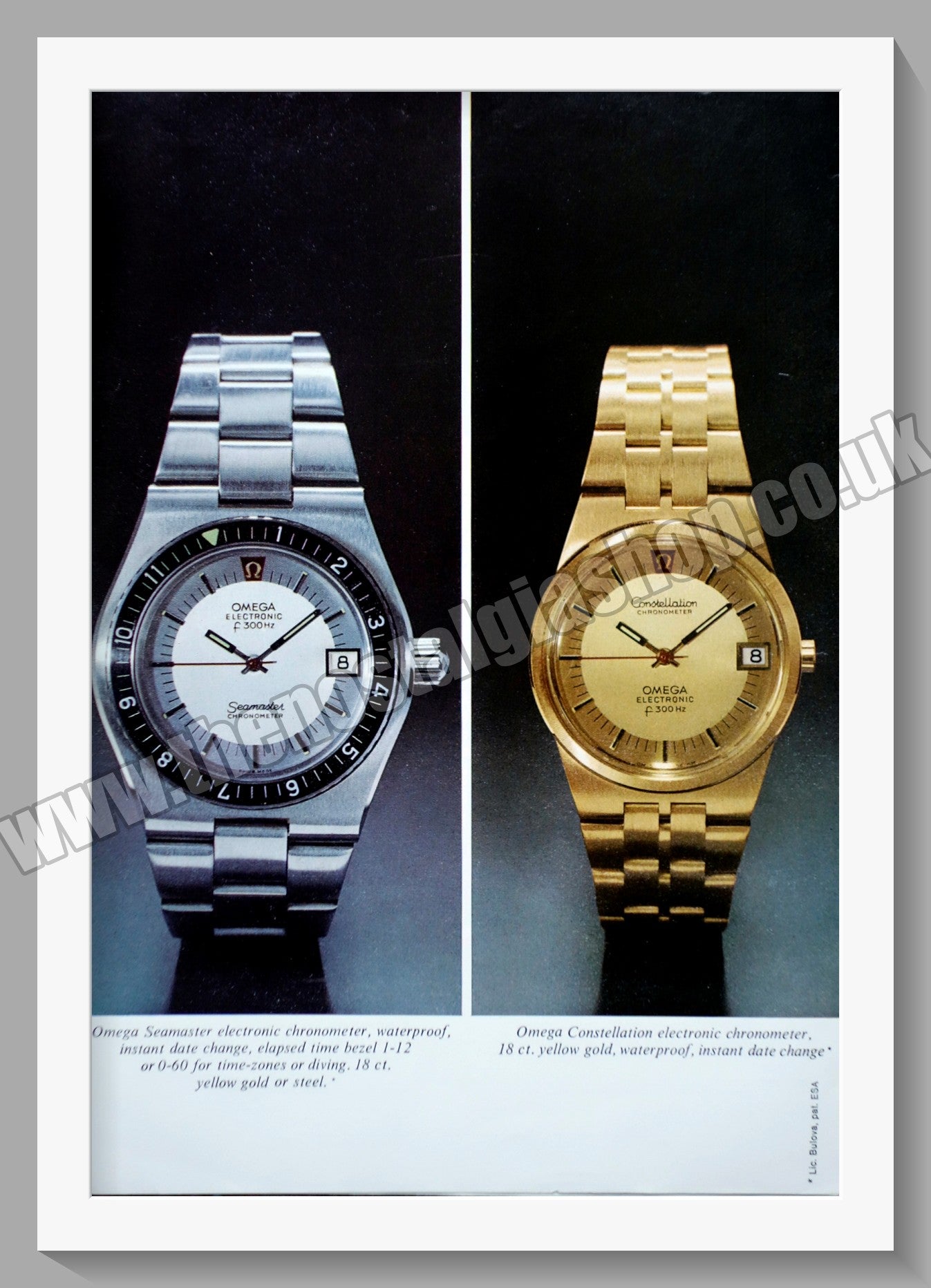 Omega Seamaster Electronic Watches. Original Double Advert 1973 (ref AD57227)