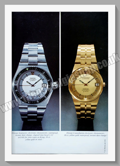 Omega Seamaster Electronic Watches. Original Double Advert 1973 (ref AD57227)