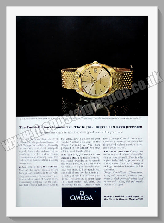 Omega Constellation Chronometer Watch. Original Advert 1968 (ref AD57228)