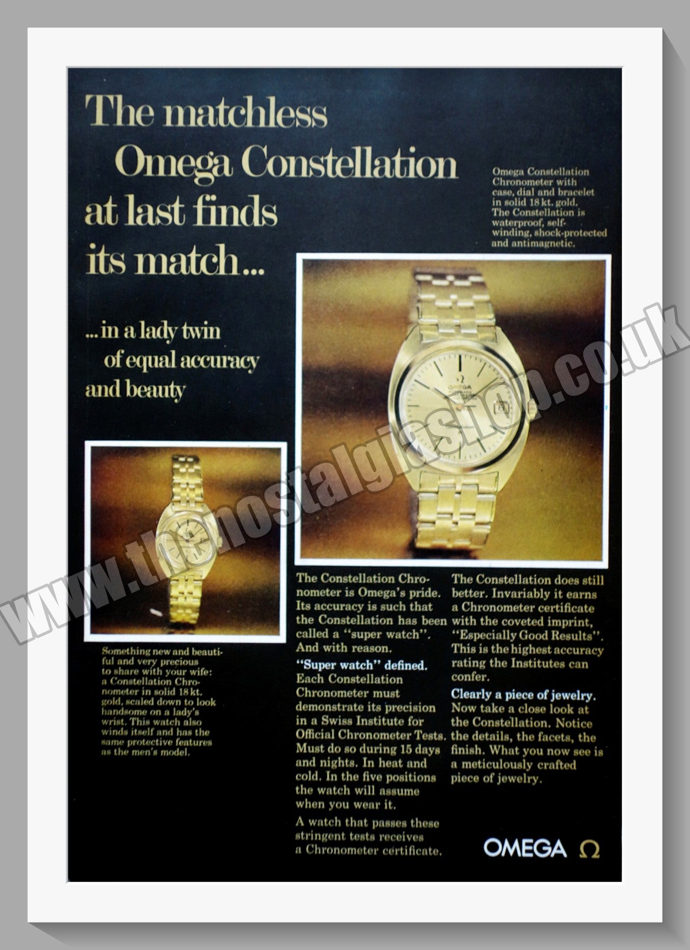 Omega Constellation Watch. Original Advert 1969 (ref AD57230)