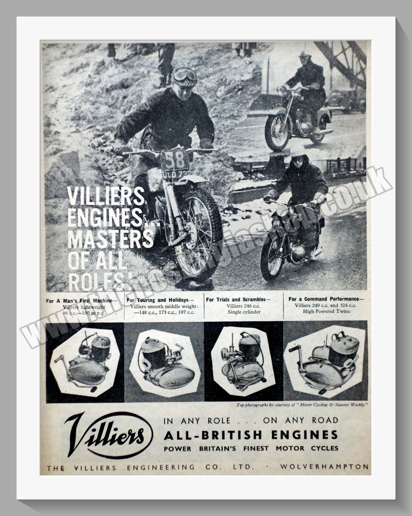 Villiers Motorcycle Engines. Original Advert 1959 (ref AD57593)