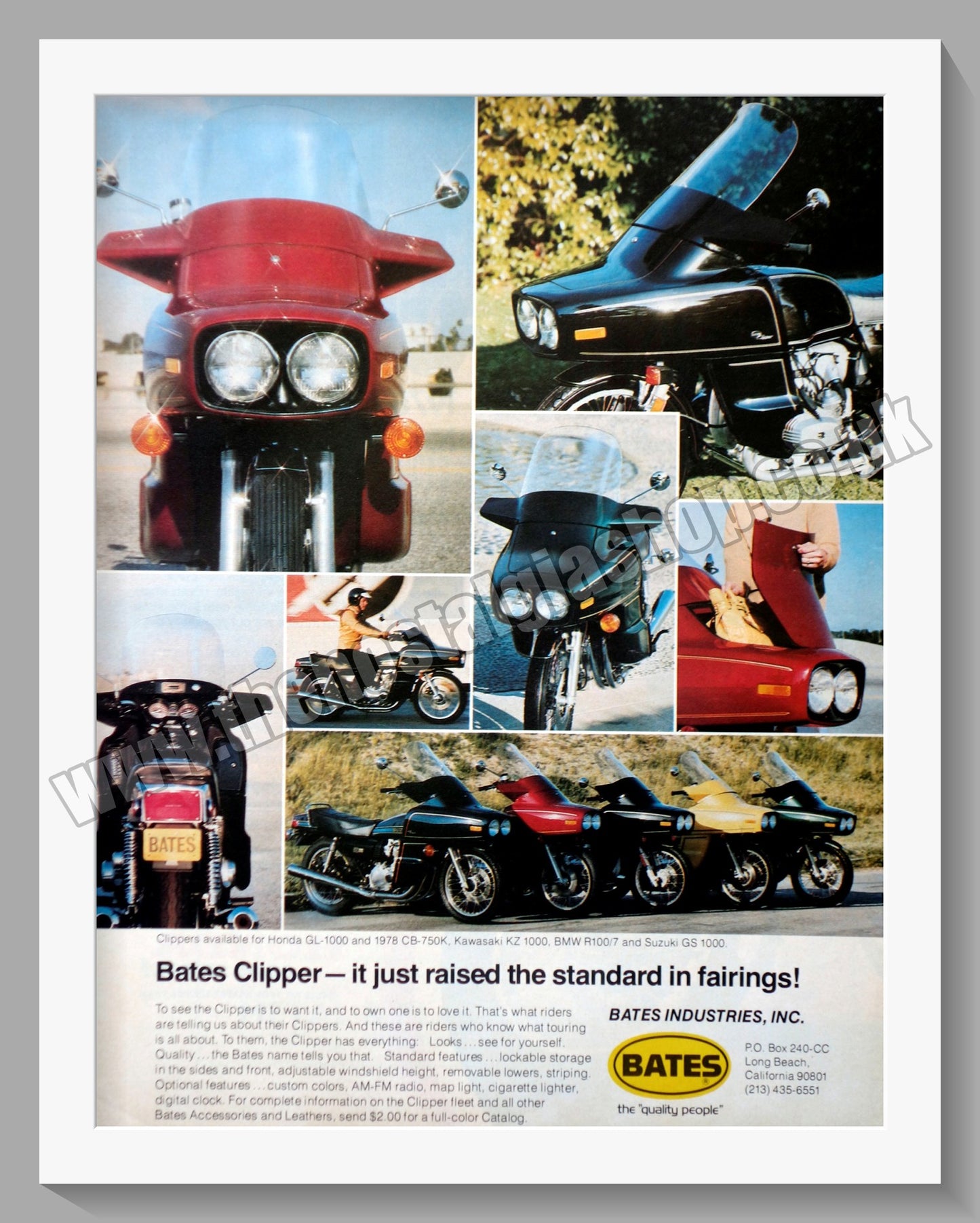 Bates Clipper Motorcycle Fairing. Original Advert 1978 (ref AD57677)