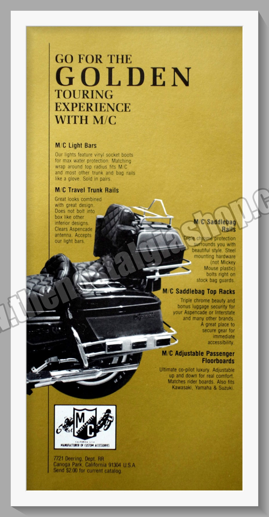 Motorcycle Golden Touring Accessories. Original Advert 1983 (ref AD57688)