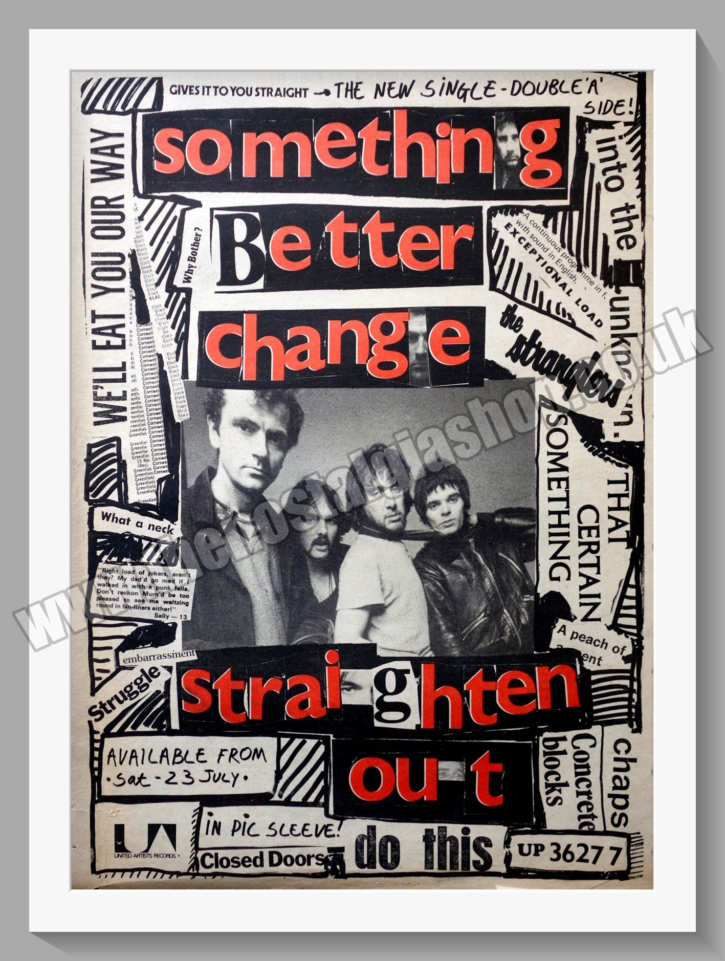 Stranglers. Something Better Change. Vintage Advert 1977 (ref AD14606)