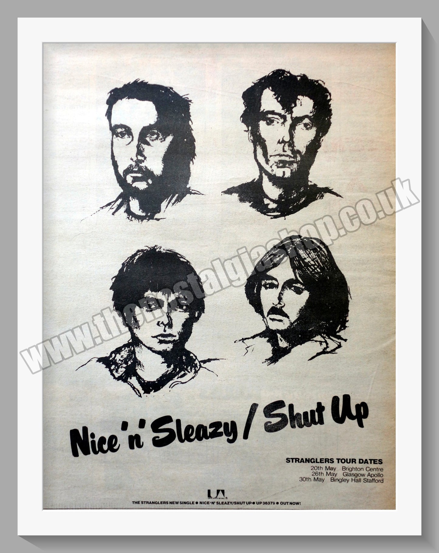 Stranglers. Nice 'n' Sleazy/Shut Up. Vintage Advert 1978 (ref AD14607)