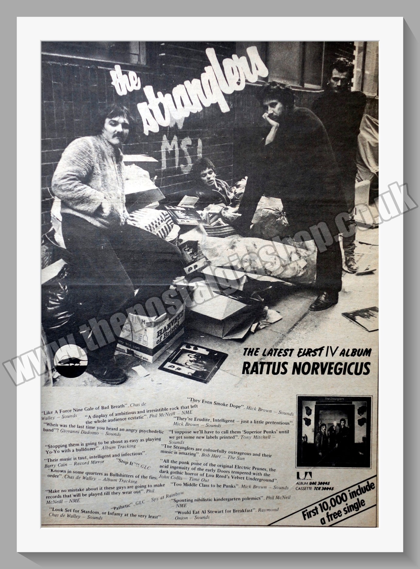 Stranglers. Rattus Norvegicus. Vintage Advert 1977 (ref AD14609)