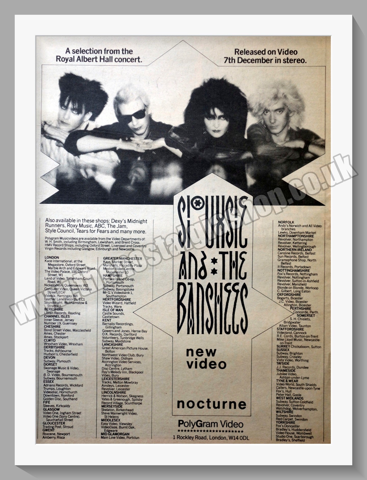 Siouxsie And The Banshees Nocturne. Vintage Advert 1983 (ref AD14621)