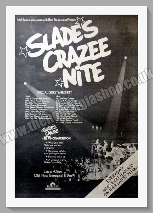 Slade Crazee Nite. Vintage Advert 1974 (ref AD14638)