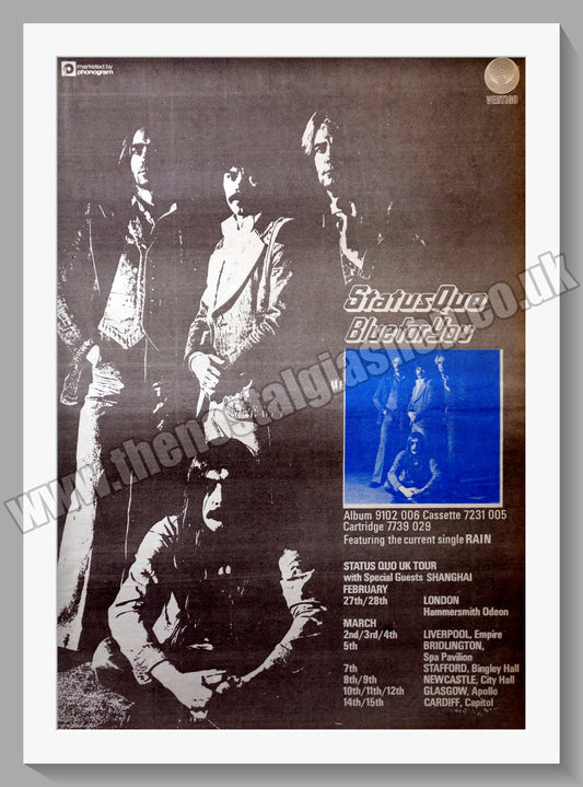 Status Quo Blue For You. Vintage Advert 1976 (ref AD14652)