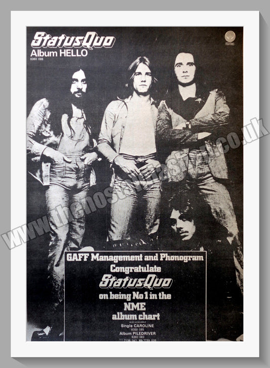 Status Quo Hello. Vintage Advert 1973 (ref AD14654)