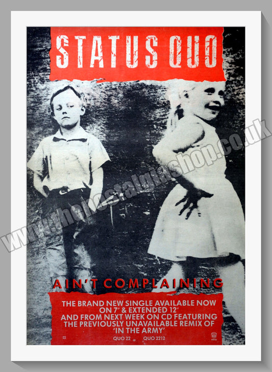 Status Quo Ain't Complaining. Vintage Advert 1988 (ref AD14659)