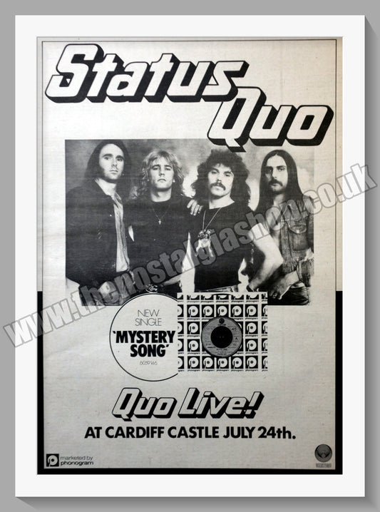 Status Quo Live. Vintage Advert 1976 (ref AD14661)