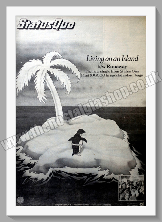 Status Quo Living On A Island. Vintage Advert 1979 (ref AD14666)