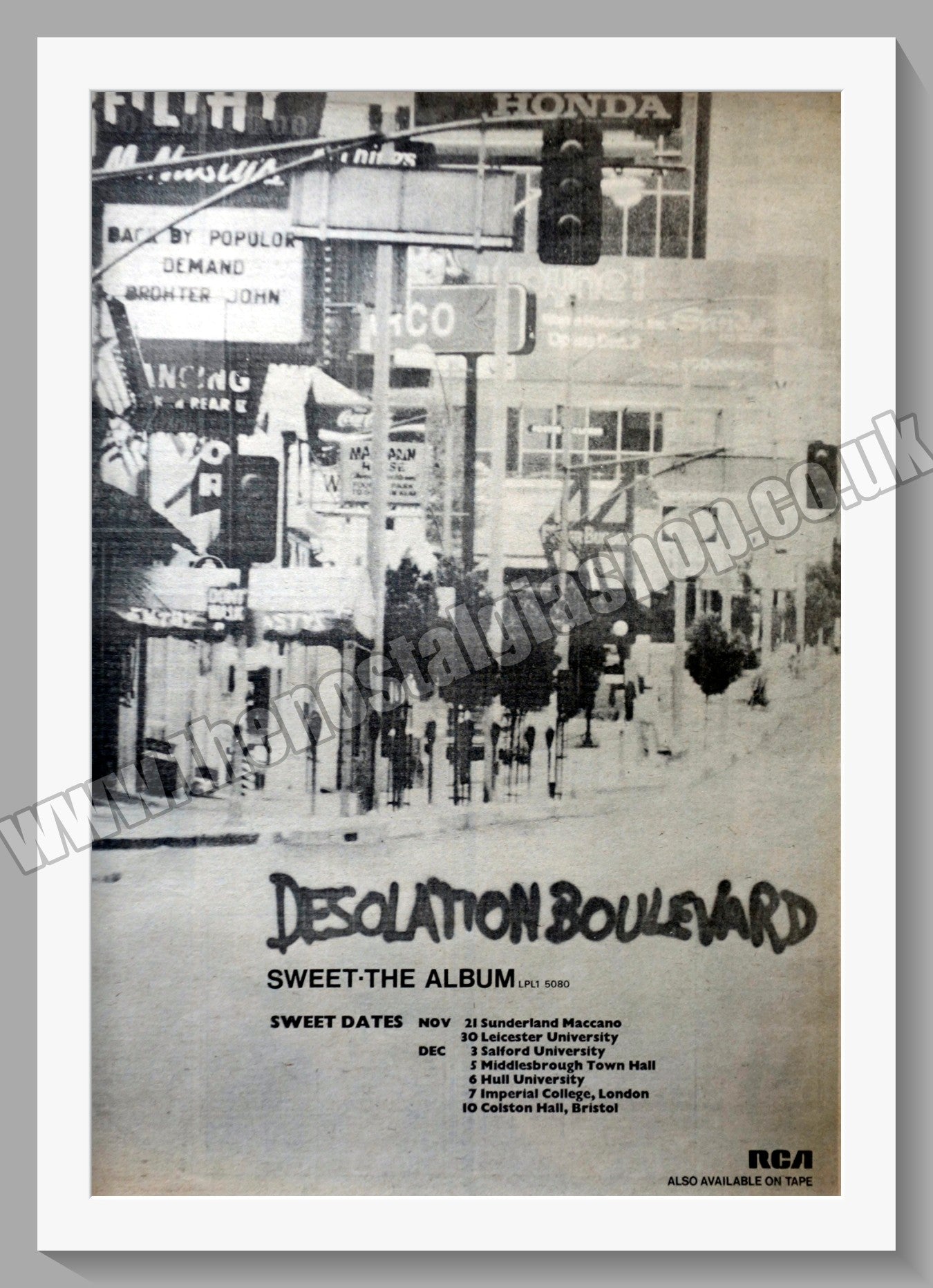 Sweet Desolation Boulevard. Vintage Advert 1974 (ref AD14679)