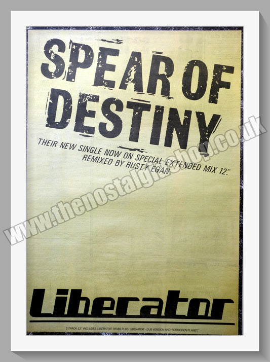 Spear Of Destiny Liberator. Vintage Advert 1984 (ref AD14695)