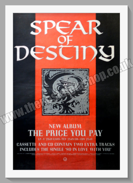 Spear Of Destiny The Price You Pay. Vintage Advert 1988 (ref AD14696)