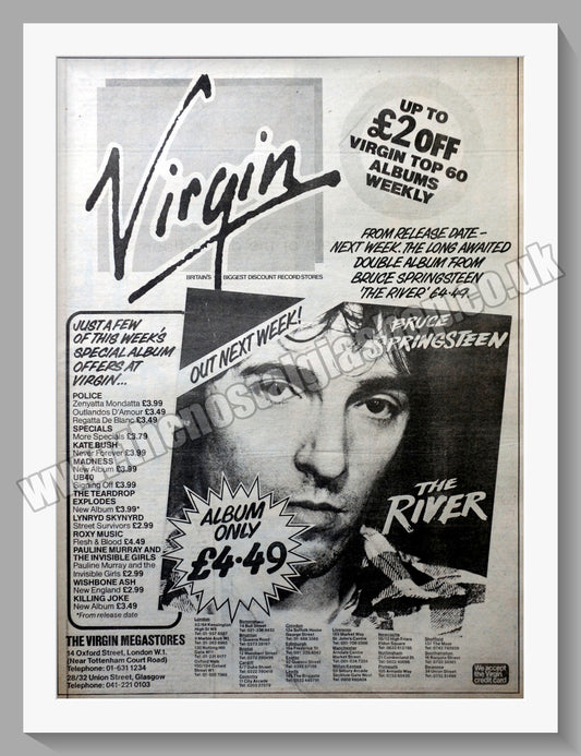 Bruce Springsteen The River. Vintage Advert 1980 (ref AD14698)