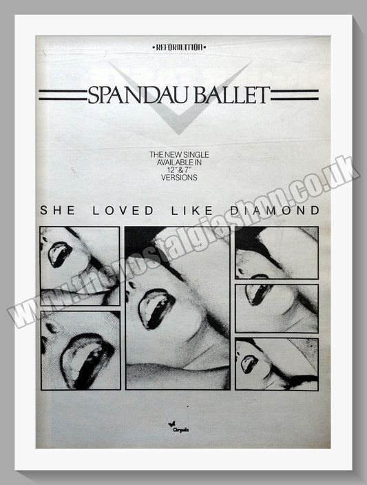 Spandau Ballet She Loved Like Diamond. Original Vintage Advert 1982 (ref AD14712)