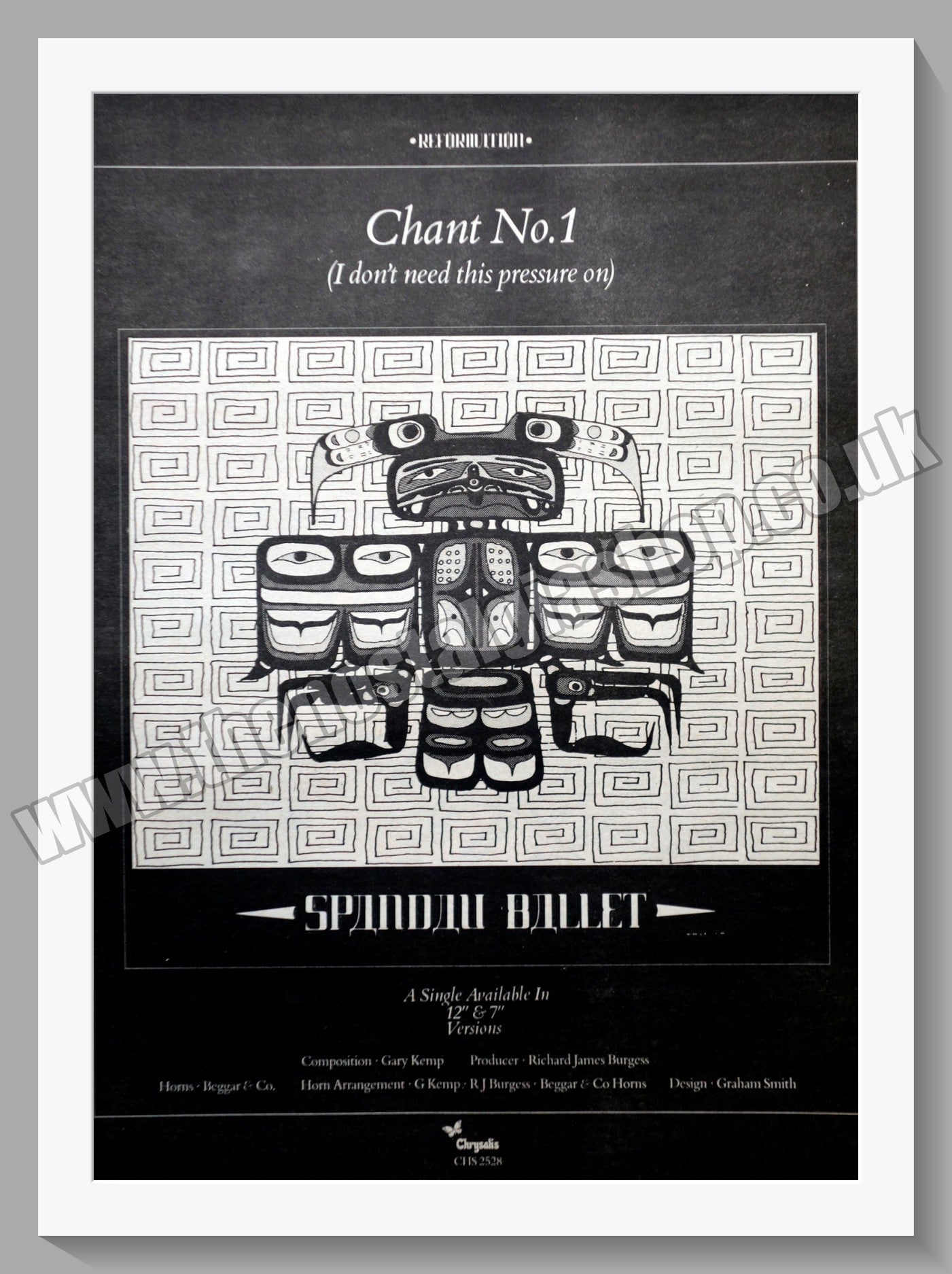 Spandau Ballet Chant No: 1. Original Vintage Advert 1981 (ref AD14719)