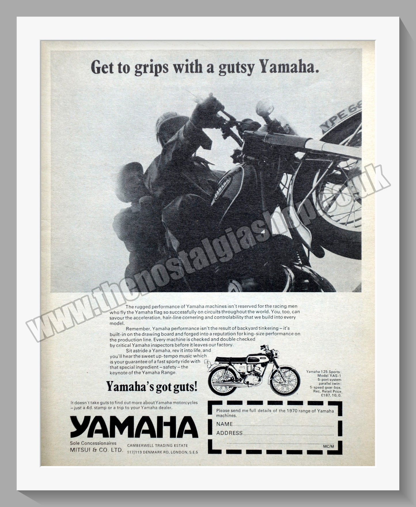 Yamaha 125 Sports Motorcycle. Original Advert 1970 (ref AD57864)