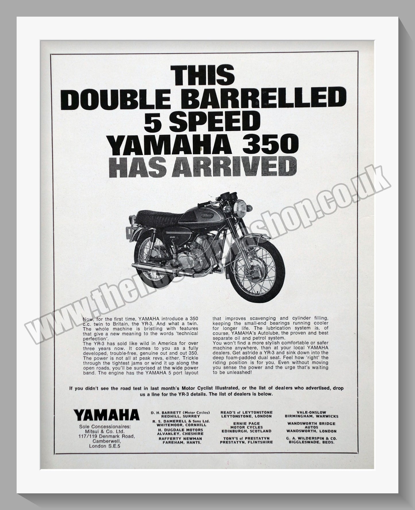 Yamaha 350 Motorcycle. Original Advert 1969 (ref AD57874)