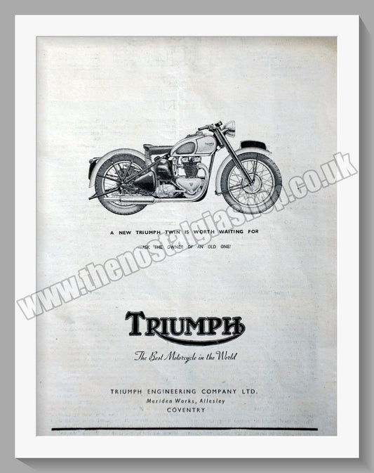 Triumph Twin Motorcycles. Original advert 1946 (ref AD57905)