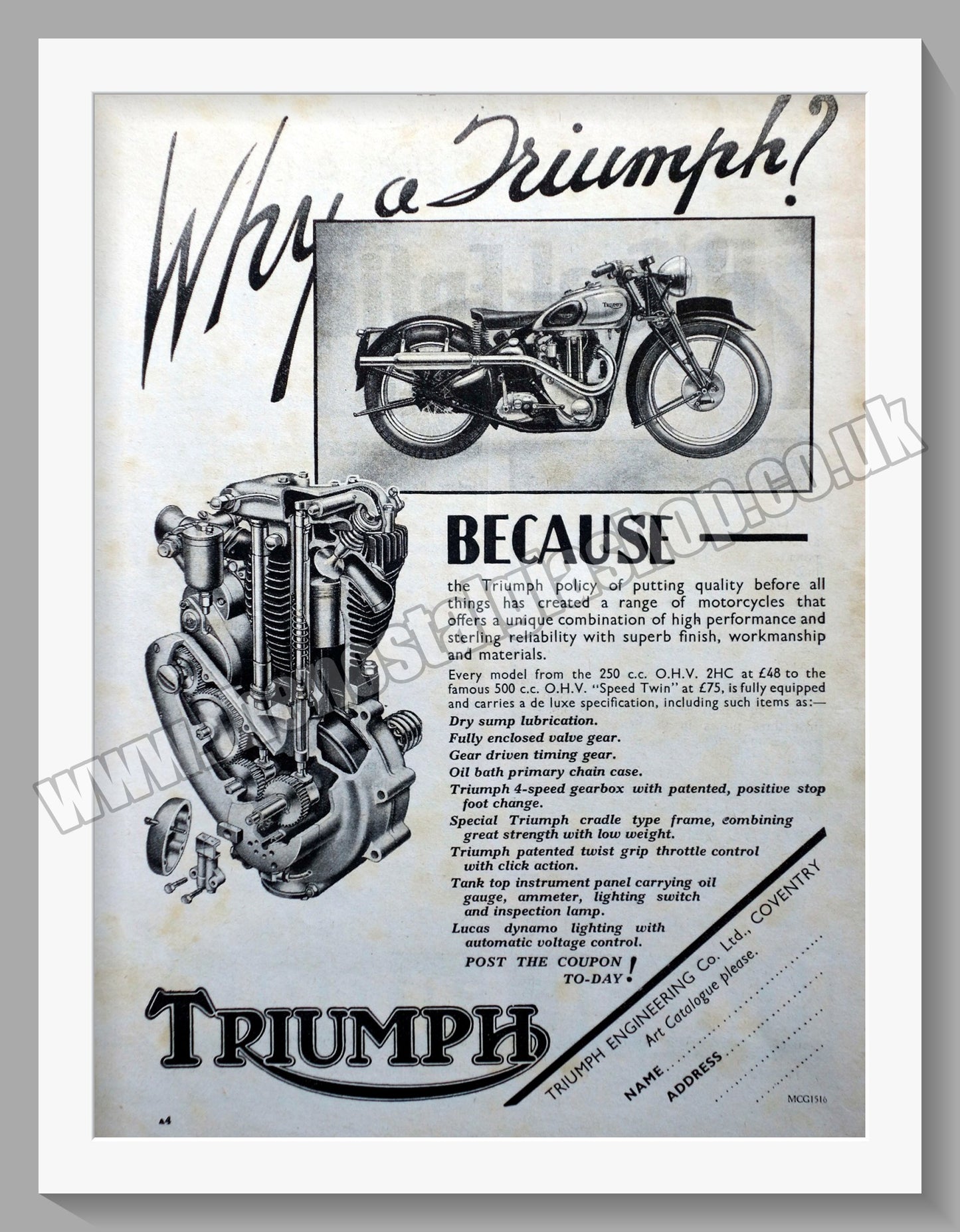 Triumph Motorcycles, Why a Triumph? Original advert 1938 (ref AD57922)