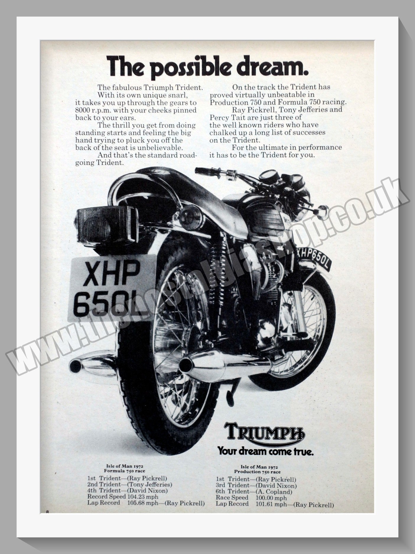 Triumph Motorcycles The Possible Dream. Original advert 1973 (ref AD57947)