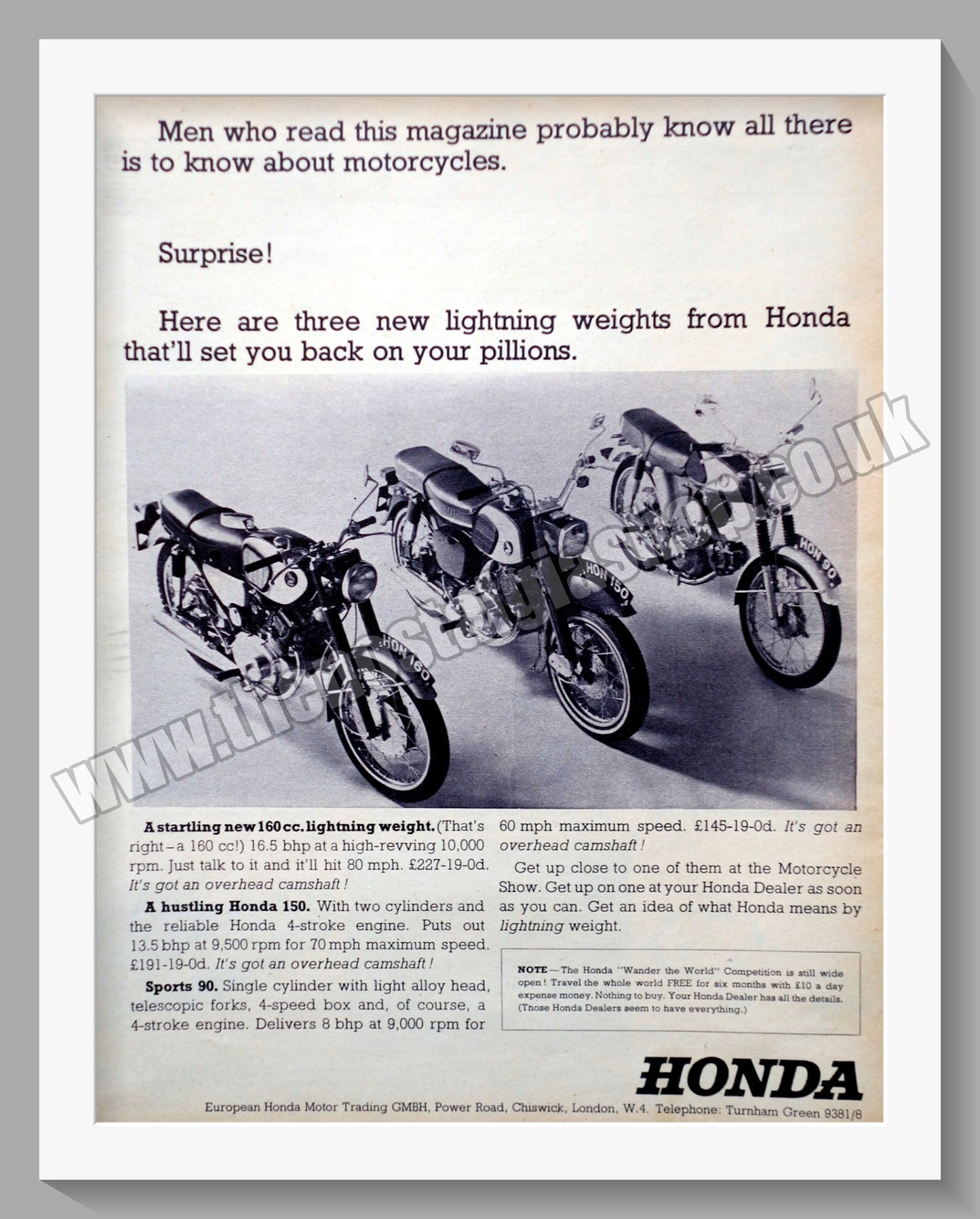 Honda Motorcycles. Original advert (ref AD58136)