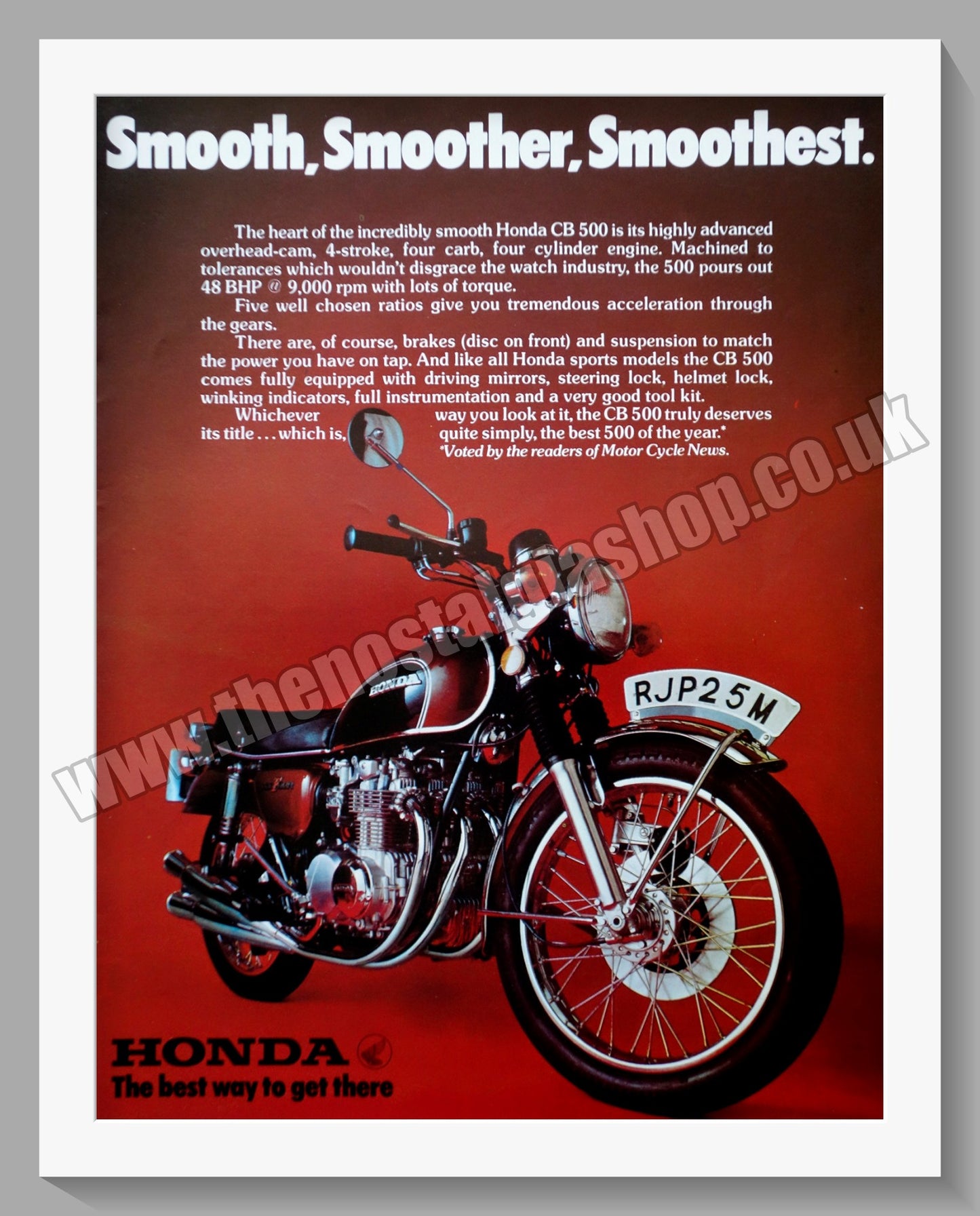 Honda CB500 Motorcycle. 1974 Original advert (ref AD58278)