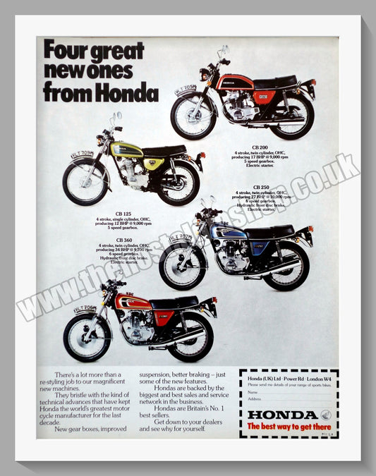 Honda Motorcycle. 1974 Original advert (ref AD58284)